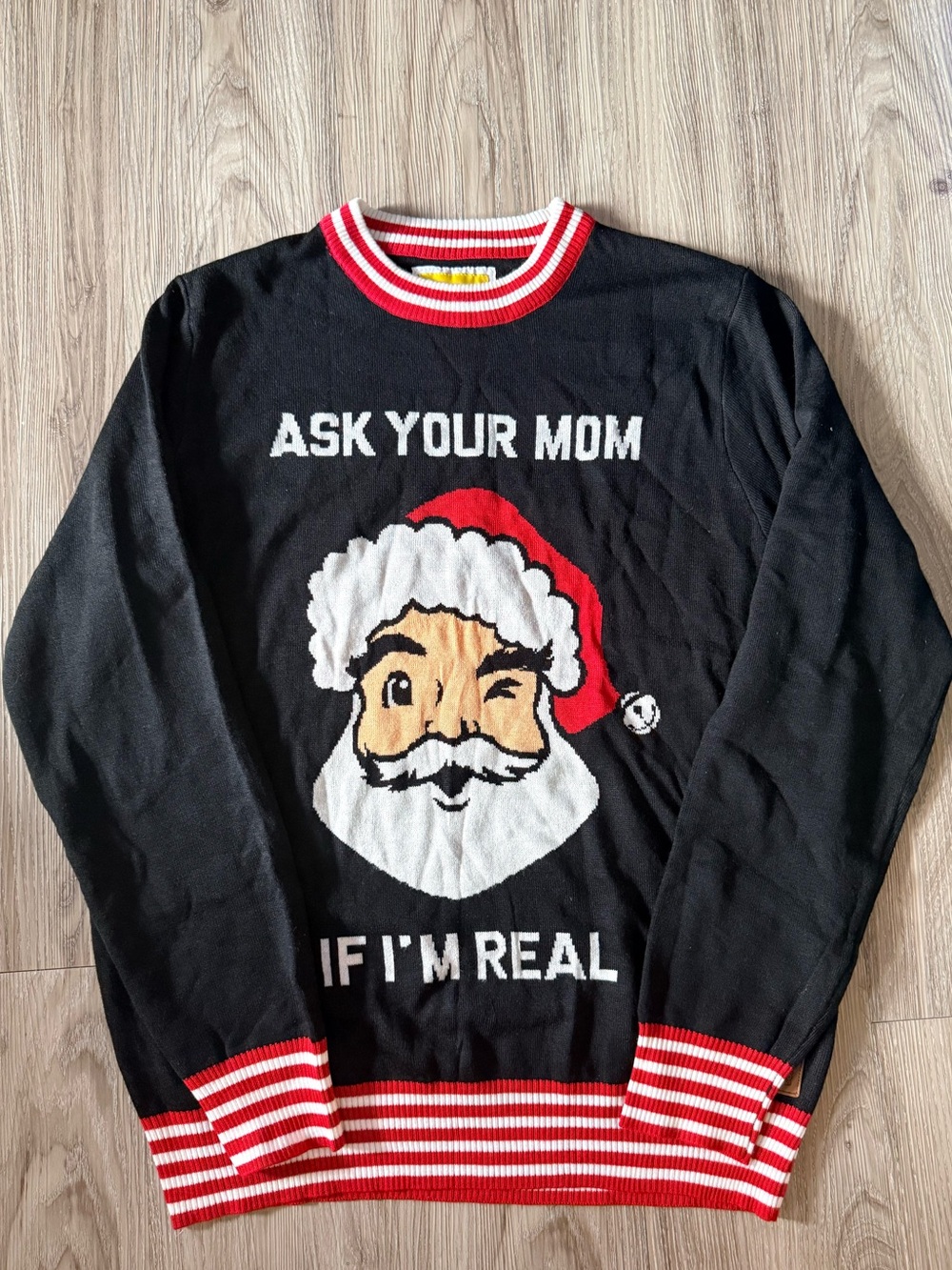 Tipsy Elves Black, Red & White Santa Crewneck Sweater